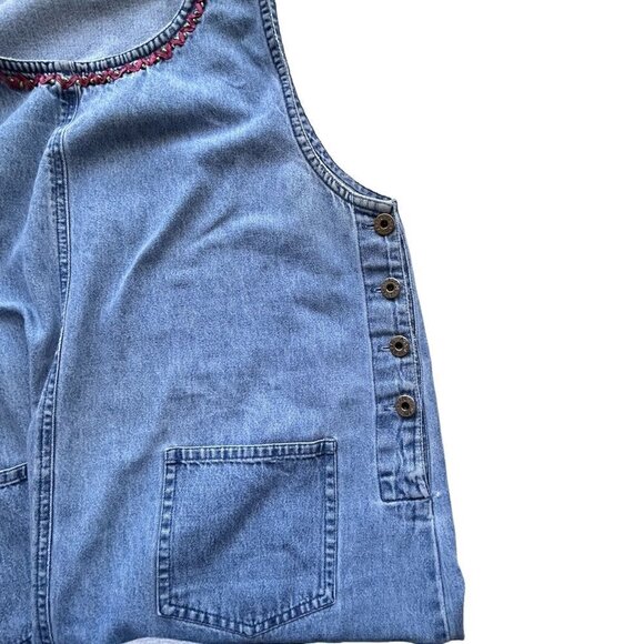 AGAPO Vintage Women's Denim Embroidered Dress Size 2X Sleeveless Made in India - Picture 8 of 13